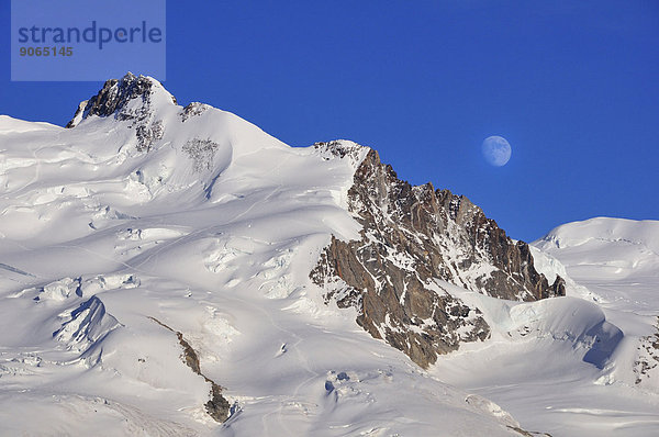 über Mondschein Monte Rosa Schweiz Zermatt Kanton Wallis