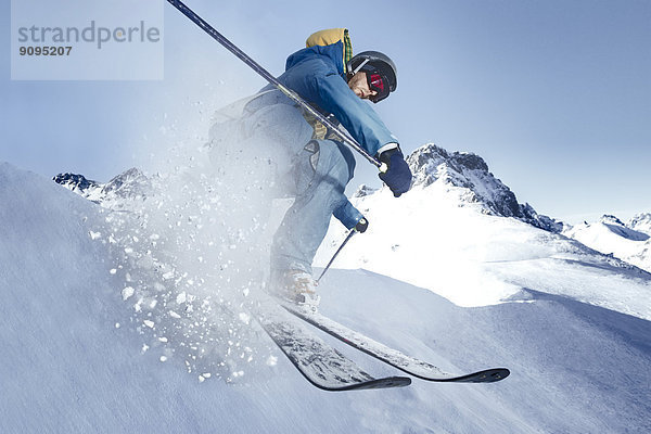 Austria  Vorarlberg  Riezlern  Skier in motion