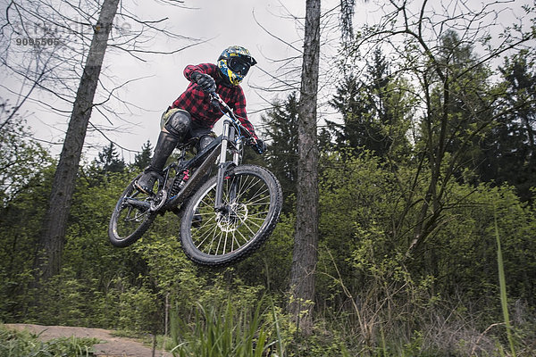 Germany  Lower Saxony  Deister  Bike Freeride in forest