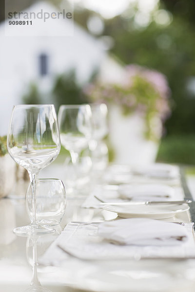 Einstellungen auf dem Terrassentisch platzieren