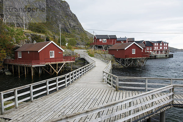 Dorf Norwegen Lofoten Blockhaus Holzhäuser