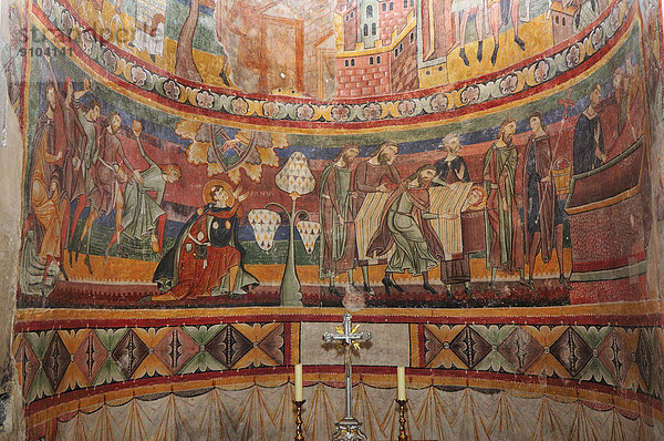 Fresko der Grablegung Christi  Kirche des Benediktinerinnenklosters St. Johann  Müstair  Engadin  Kanton Graubünden  Schweiz