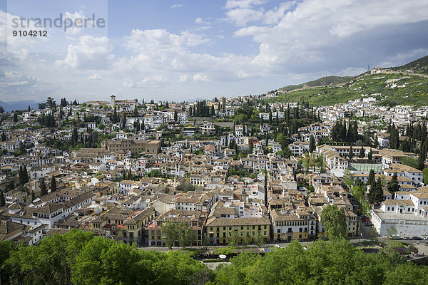 Palast Schloß Schlösser Ansicht Andalusien Granada Spanien
