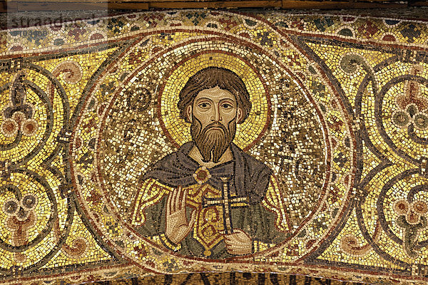 Heiligenfigur  byzantinisches Mosaik  Cappella Palatina  Palastkapelle  Palazzo dei Normanni  Palermo  Sizilien  Italien