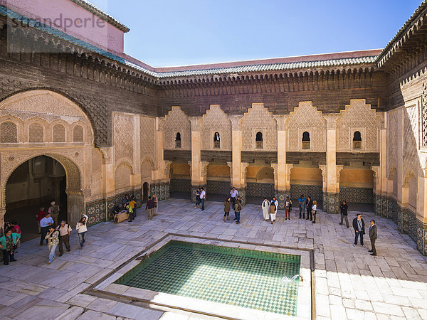 Innenhof  Koranschule Medersa Ali Ben Youssef  Altstadt  Marrakesch  Marrakech-Tensift-Al Haouz  Marokko