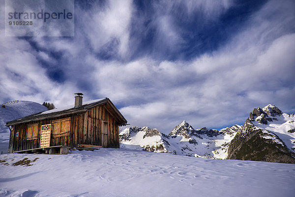 Hütte Berg Winter Landschaft Außerfern Österreich Reutte Tirol