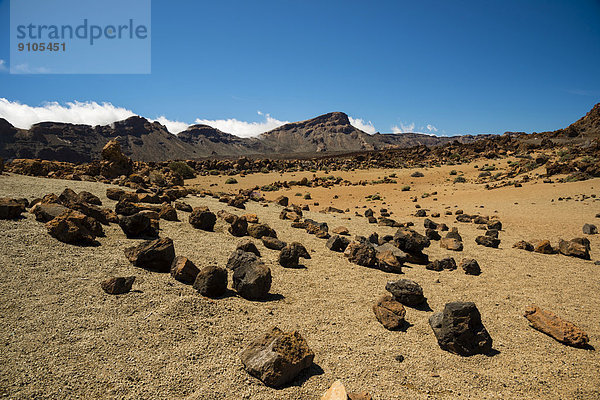 Vulkanlandschaft  Hochebene  UNESCO Weltnaturerbe Parque Nacional de las Cañadas del Teide  Teide-Nationalpark  Teneriffa  Kanarische Inseln  Spanien