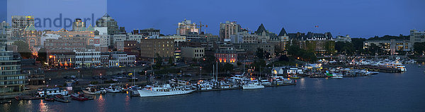 Binnenhafen  hoch  oben  beleuchtet  Hafen  Schönheit  Nacht  British Columbia  Kanada  Vancouver Island