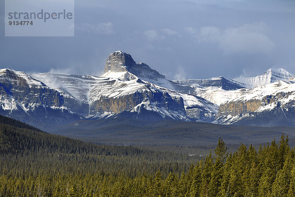 Tal  Fernverkehrsstraße  Wald  Fluss  Alberta  Kanada  Geist