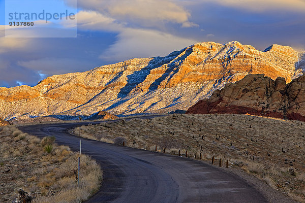 Vereinigte Staaten von Amerika  USA  Felsbrocken  Berg  Schutz  Fernverkehrsstraße  Nevada  rot  Zimmer  Schlucht  Schnee