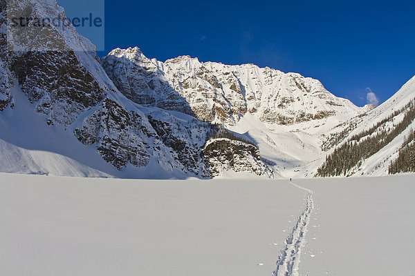 Skifahrer  unbewohnte  entlegene Gegend  Banff Nationalpark  Glocke
