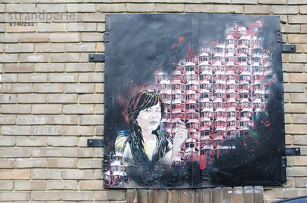 Street Art  in der Nähe von Brick Lane  Shoreditch  East London  England