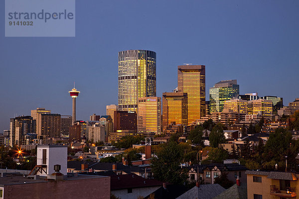 Skyline Skylines Sonnenaufgang Neuengland Ansicht Calgary Kanada