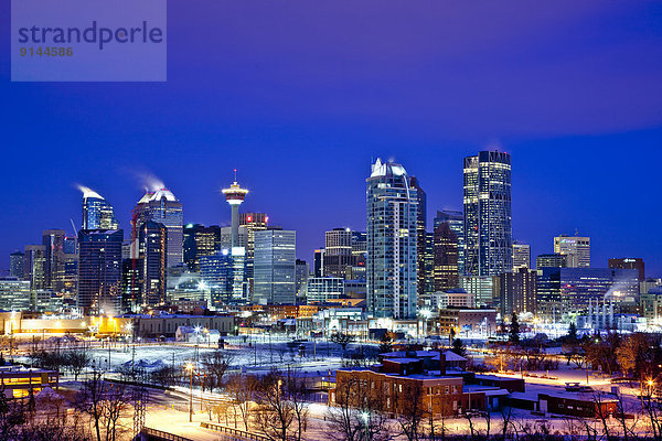 Skyline  Skylines  zeigen  Winter  Nacht  Büro  Unterricht  Alberta  Calgary  Kanada