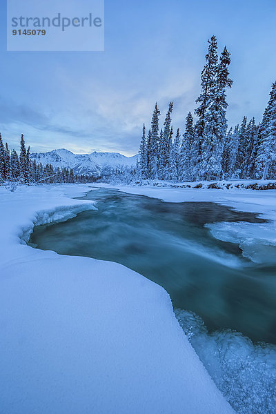 Kälte  Außenaufnahme  Winter  Tal  Fluss  Langsamkeit  tief  einfrieren  Yukon