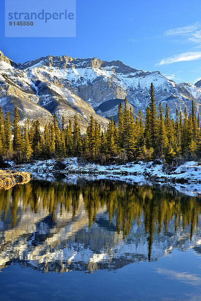 Wasser  Berg  Winter  Wärme  offen  Spiegelung  Zeit  Jasper Nationalpark  Alberta  Kanada
