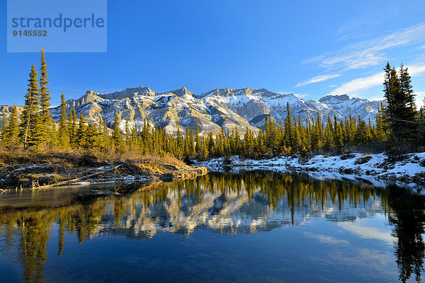 Wasser  Berg  Winter  Wärme  offen  Spiegelung  Zeit  Jasper Nationalpark  Alberta  Kanada