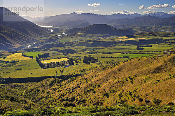 nahe  Agrarland  Tal  Fernverkehrsstraße  Fluss  Paddock  Koppel  neuseeländische Südinsel  Krone  Neuseeland  Queenstown