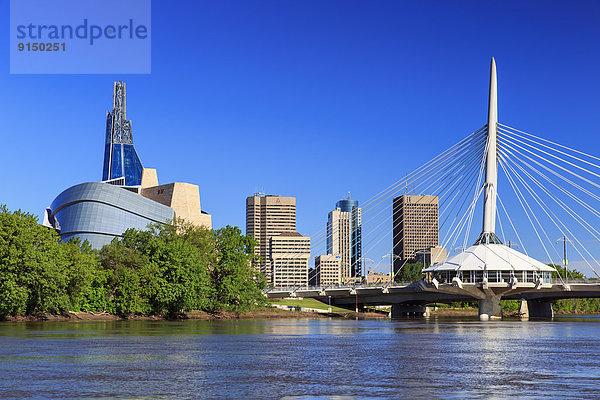 Skyline Skylines sehen Fluss rot Kanada Manitoba Winnipeg