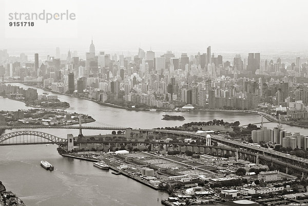 New York City skyline  aerial view across East River