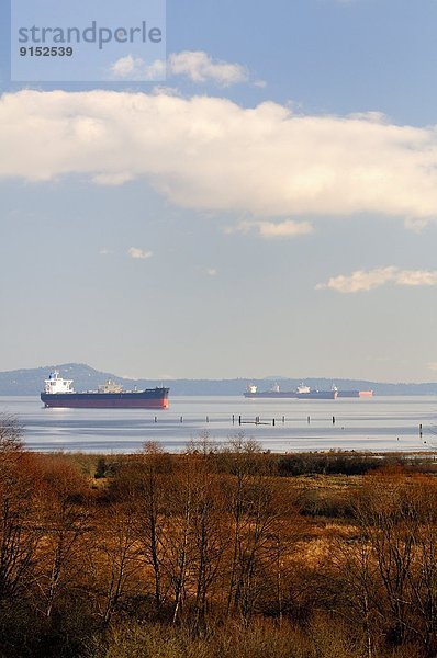 Hafen  warten  Anker werfen  ankern  blau  Gespräch  Gespräche  Unterhaltung  Unterhaltungen  Lastkahn  Bucht  Vancouver