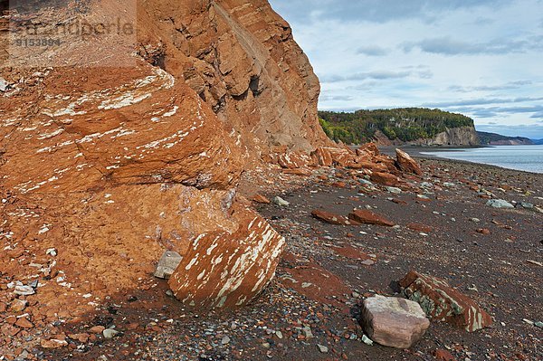niedrig  Felsbrocken  Gezeiten  rot  Entdeckung  Sedimentgestein  Bucht  Bluff  Kanada  Dinosaurier