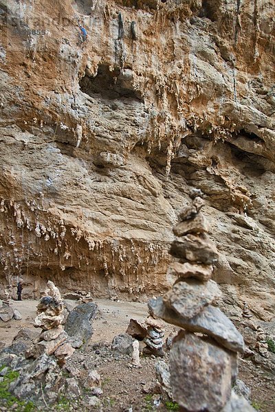 Felsbrocken aufwärts Anordnung ungestüm Klettern Griechenland Kalymnos Kalkstein Lolita