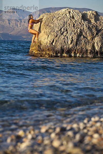 Frau jung Freeclimbing Kalymnos