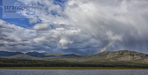 Tag  Wolke  Sommer  über  spät  See  Regenbogen  Yukon