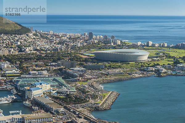 Südliches Afrika Südafrika Hafen grün Ansicht zeigen Stadion Luftbild Fernsehantenne Kapstadt Western Cape Westkap