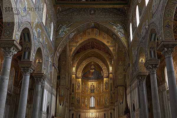 Kathedrale Santa Maria Nuova  mit byzantinischen Goldgrund-Mosaiken  Monreale  Provinz Palermo  Sizilien  Italien