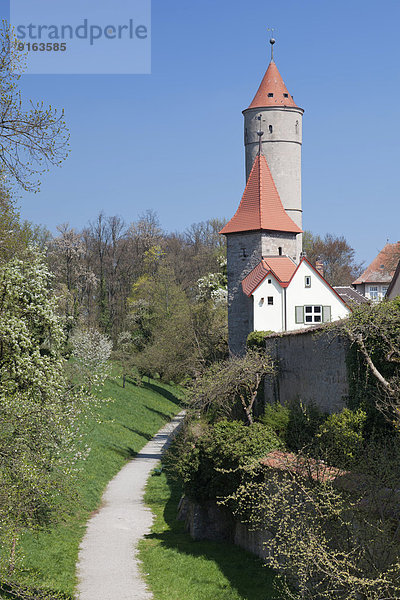 Dreikönigsturm und Grüner Turm  Romantische Straße  Dinkelsbühl  Mittelfranken  Franken  Bayern  Deutschland