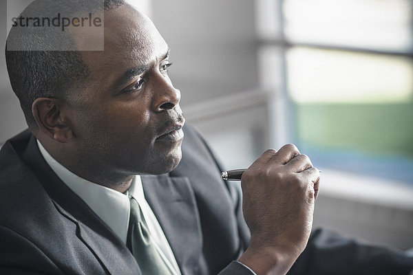 African American businessman in office