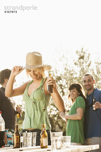 Woman dancing outdoors