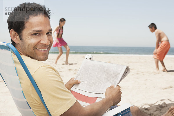 Entspannung Strand Menschlicher Vater Hispanier Spiel