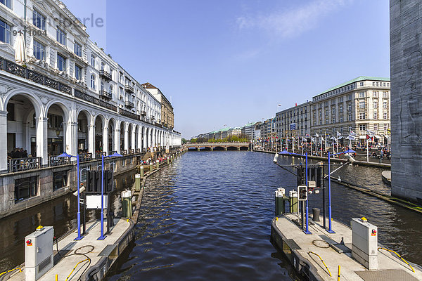 Germany  Hamburg  Little Alster  Shopping arcade Alsterarkaden left