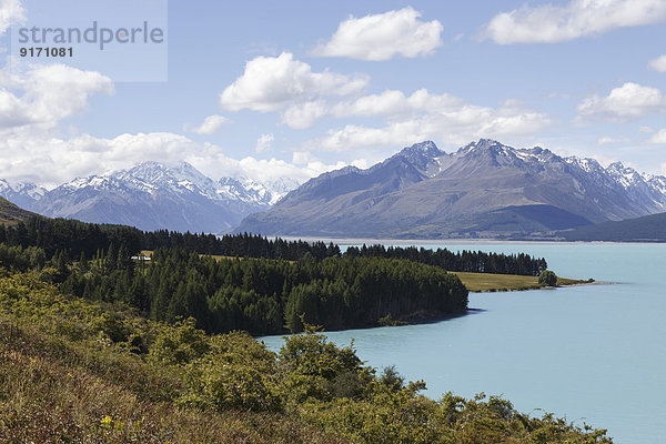 New Zealand  view to Mount Cook National Park with Lake Pukaki