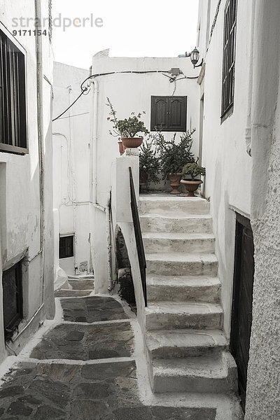 Griechenland  Kykladen  Naxos City  Häuser  Treppen  Stufen