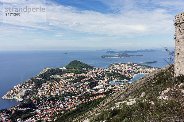 Croatia  Dubrovnik  view from mountain Srd to new city