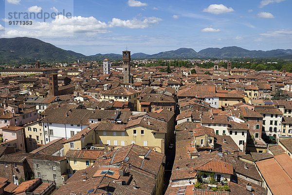 Italien  Toskana  Provinz Lucca  Lucca  Stadtbild  Blick von der Torre Guinigi