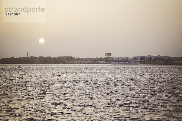 Egypt  Hurghada  view to city from sea at twilight