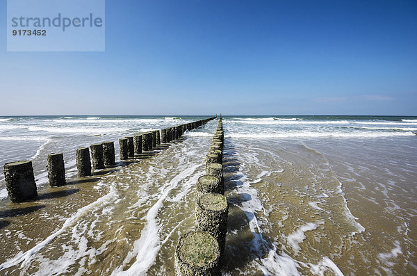 Niederlande  Zeeland  Walcheren  Domburg  Strand mit Wellenbrechern