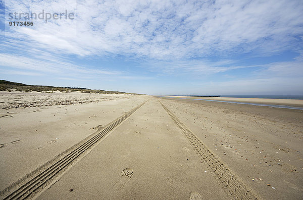 Netherlands  Zeeland  Walcheren  Domburg  Beach and tyre tracks