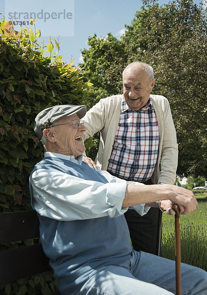 Zwei alte Freunde kommunizieren im Park