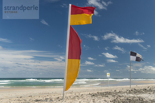 Australia  New South Wales  Pottsville  safety flags on beach