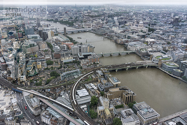 Great Britain  Endland  London  Southwark  View from The Shard to railway triangle near Borough Market  Themse river