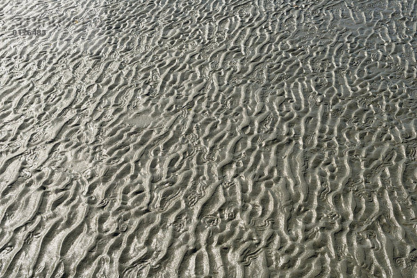 Neuseeland  Nelson  Struktur im Sand am Tahunanui Strand bei Ebbe