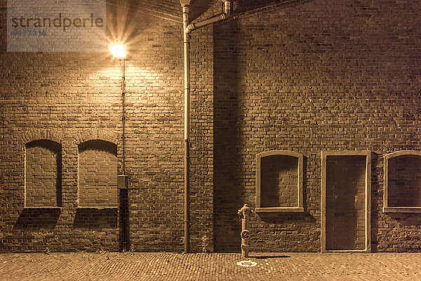 Deutschland  Bremen  Ein Hydrant und eine Straßenlampe in einem verlassenen Industriegebiet