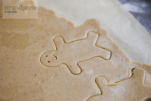 Lebkuchenteig mit hohem Blickwinkel