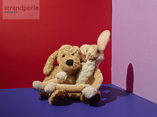 Teddybären auf dem Boden im bunten Zimmer